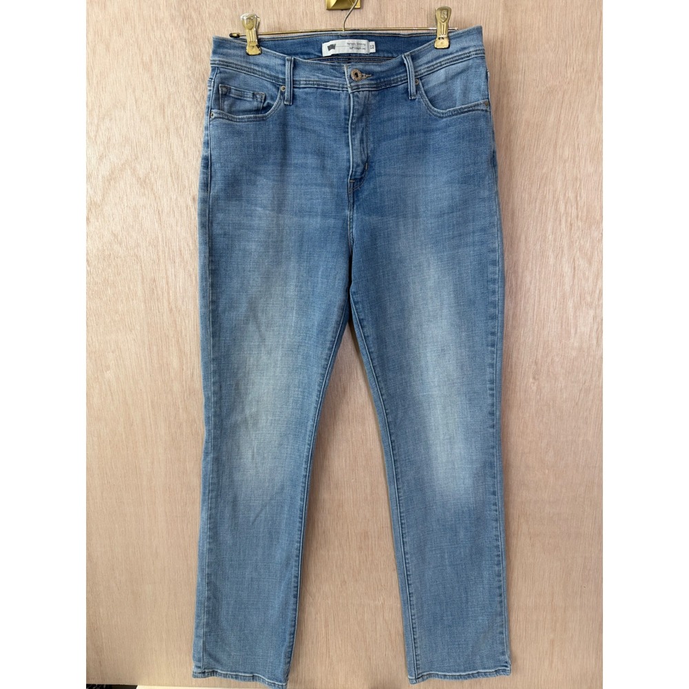 Levis 512 Perfectly Slimming Straight Leg Jeans Medium Wash Blue Denim Size 12